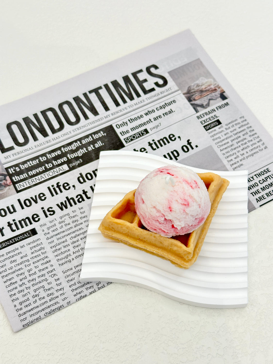 Ice Cream with Triangular Waffle Candle