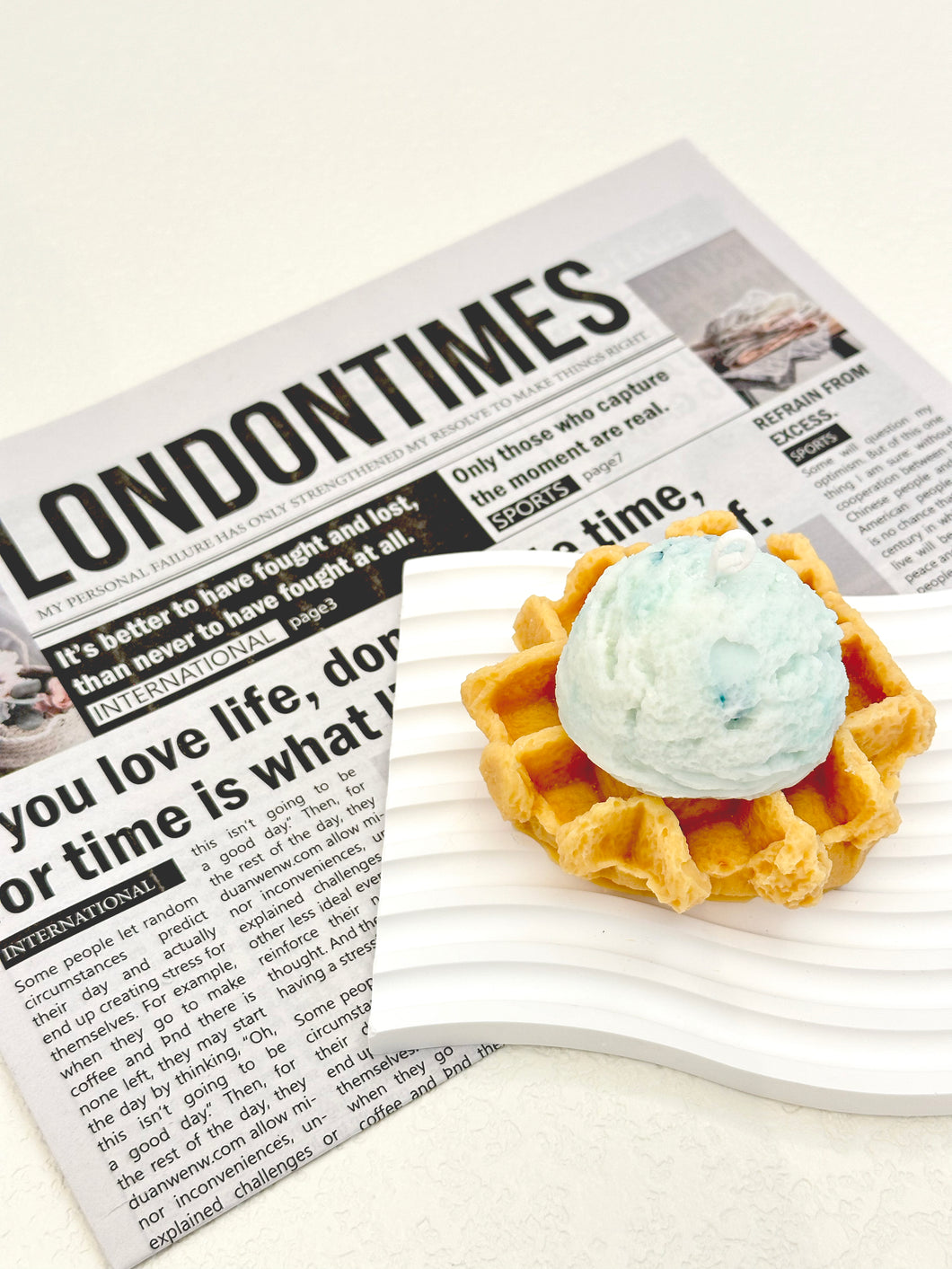 Ice Cream with Round Waffle Candle