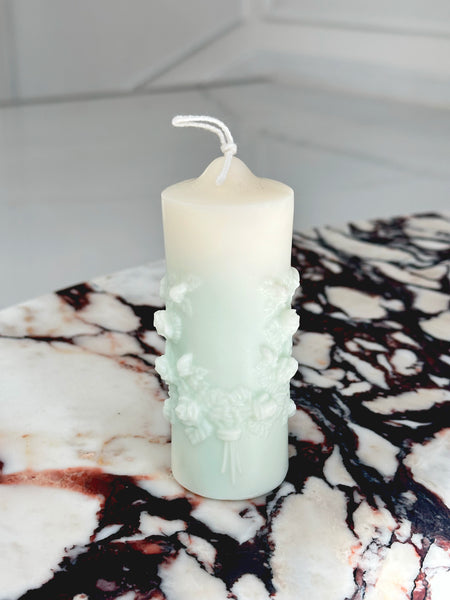 Rose Embossed Pillar Candle - Small