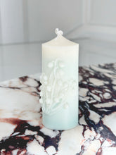 Load image into Gallery viewer, Lily of the Valley Embossed Pillar Candle - Large
