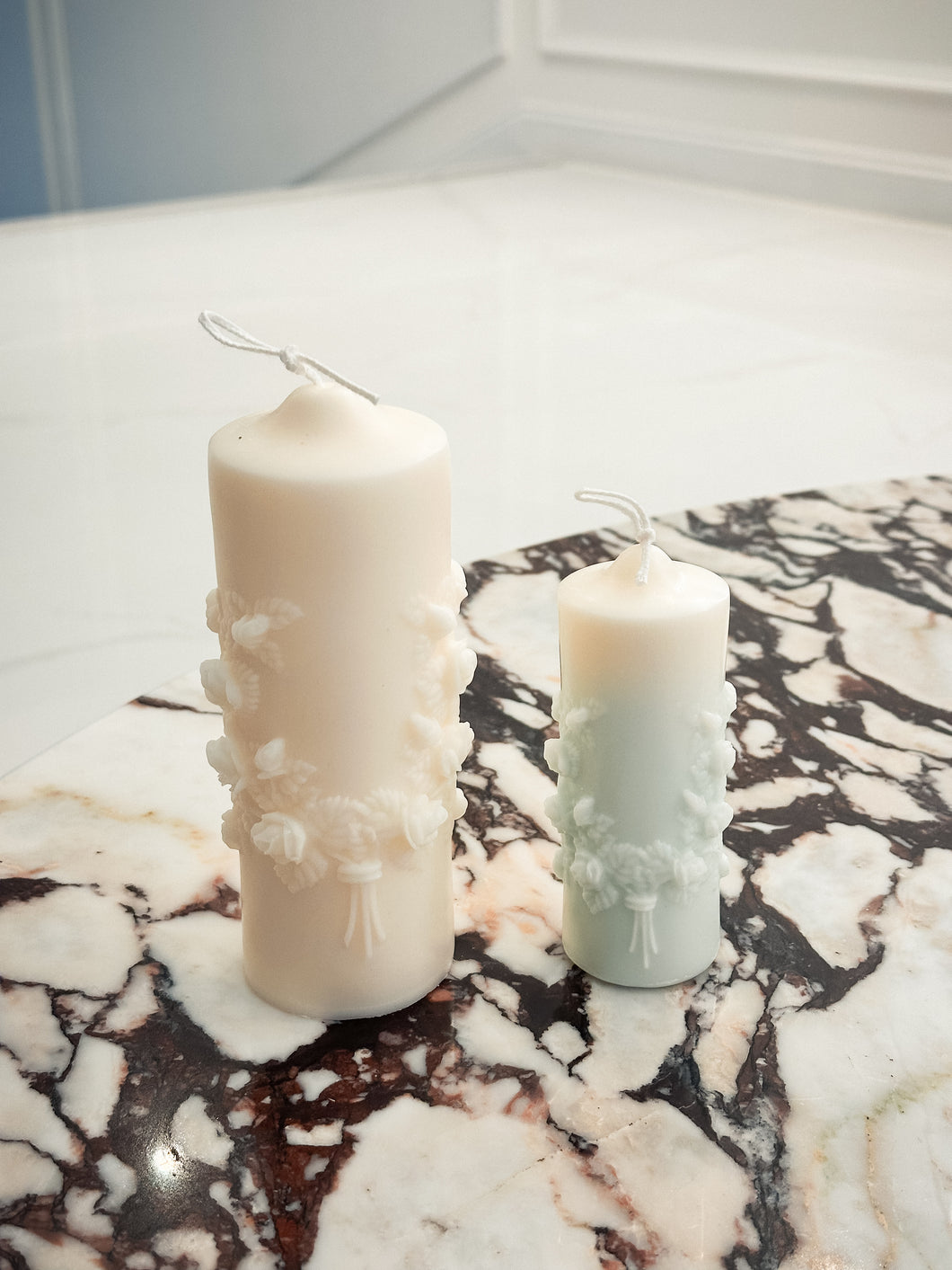 Rose Embossed Pillar Candle - Large