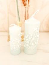 Load image into Gallery viewer, Lily of the Valley Embossed Pillar Candle - Large
